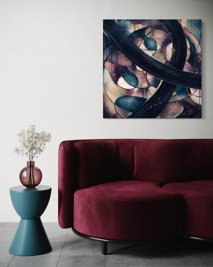Cosmic Unfolding — Original 24x24 Abstract Mixed Media & Oil Painting