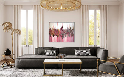 She Bloomed Anyway — Original 30x24 Rose & Silver Abstract Floral Mixed Media Painting