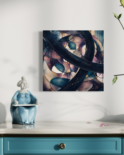 Cosmic Unfolding — Original 24x24 Abstract Mixed Media & Oil Painting