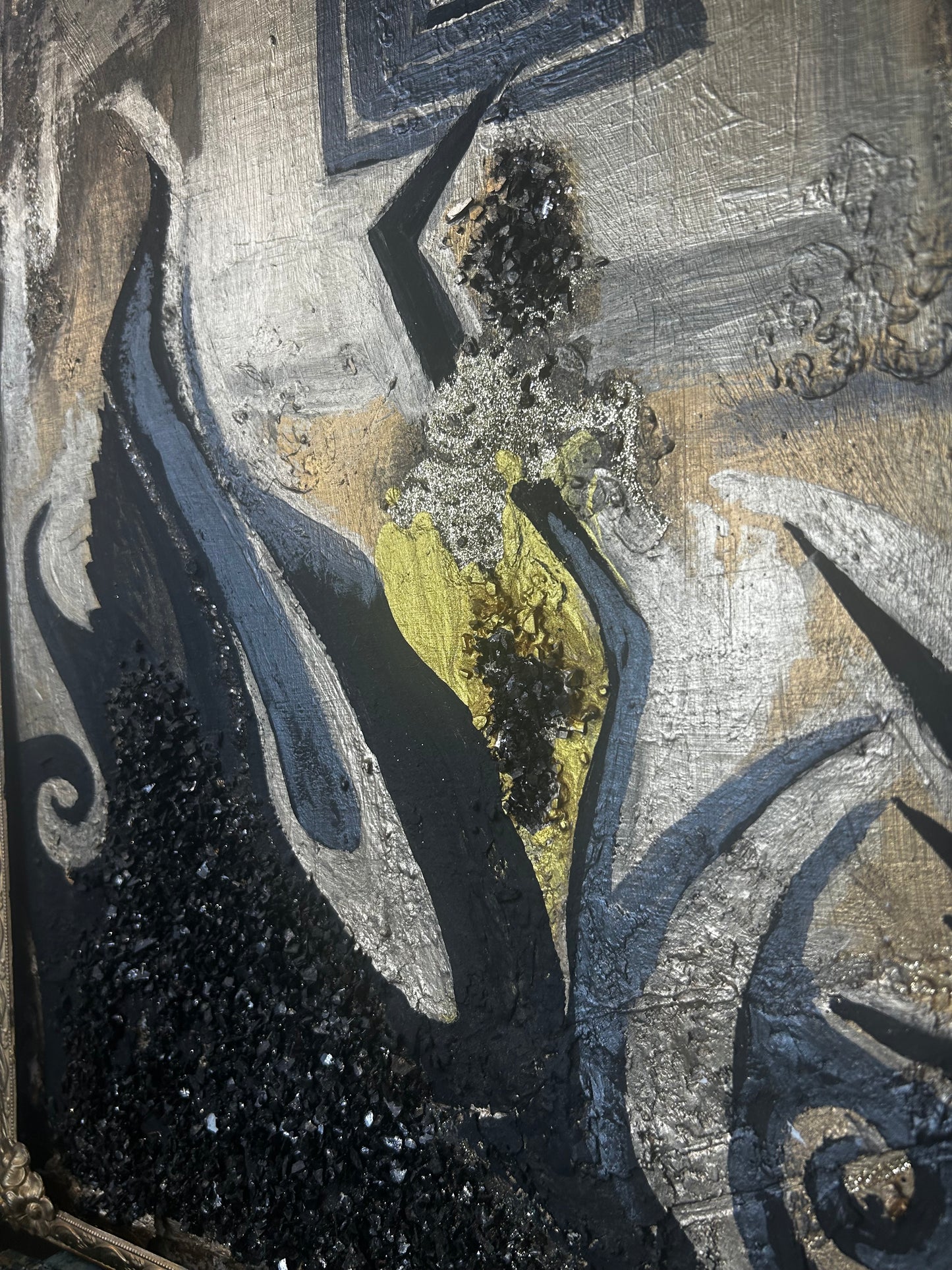 The Sacred Feminine — Original 28.5x18.5 Gold Leaf & Resin Mixed Media Painting | Framed