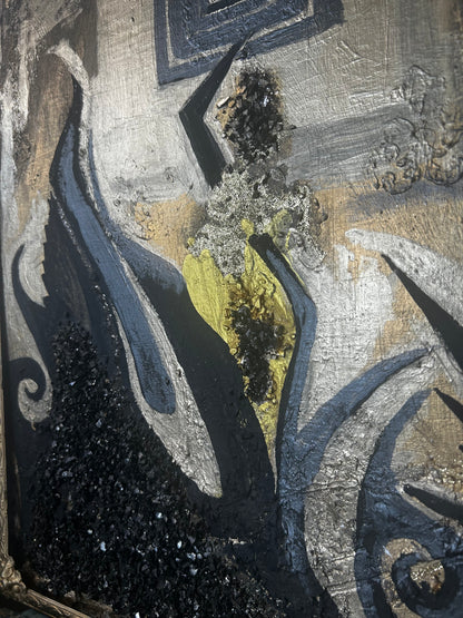 The Sacred Feminine — Original 28.5x18.5 Gold Leaf & Resin Mixed Media Painting | Framed