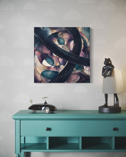 Cosmic Unfolding — Original 24x24 Abstract Mixed Media & Oil Painting