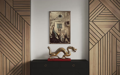 The Sacred Feminine — Original 28.5x18.5 Gold Leaf & Resin Mixed Media Painting | Framed