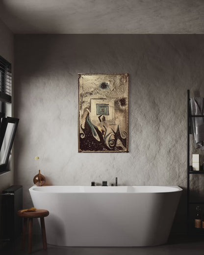 The Sacred Feminine — Original 28.5x18.5 Gold Leaf & Resin Mixed Media Painting | Framed
